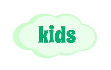children green text on a light green cloud 