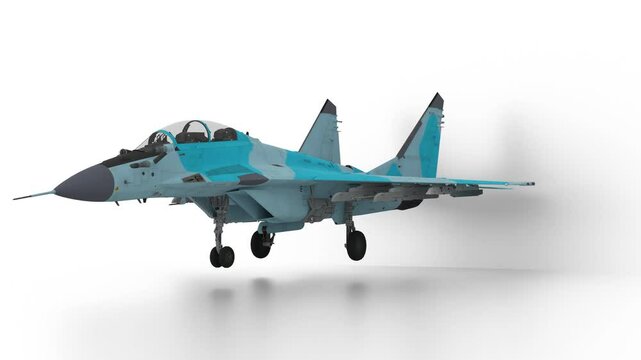 MiG-35 fighter landing 3d animation