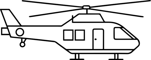 cargo helicopter outline vector illustration line art