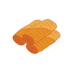 Lumpia Indonesian traditional snack cartoon icon illustration