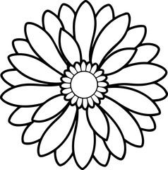 Simple Daisy Flower Outline Drawing for Coloring and Design