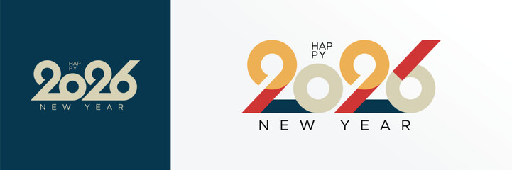 2026 typography logo design concept. Happy new year 2026 logo design