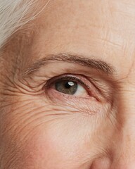 Obraz premium Graceful aging represented through close-up of grayish, natural eyebrows.
