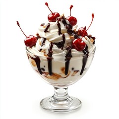 Decadent Ice Cream Sundae with Cherries and Chocolate Sauce