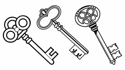 Antique Skeleton Keys Vintage Key Illustrations, Ornate Key Designs