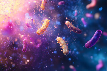 Microscopic Bacteria Colorful Abstract Art,