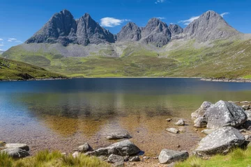 Serene mountain lake reflecting peaks (4)