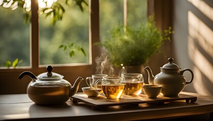 Fototapeta premium Serene Tea Time Under Natural Light