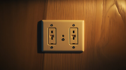 Dual Electrical Outlet on Wooden Wall