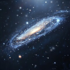 Fototapeta premium Spiral galaxy with glowing stars and cosmic dust in deep space digital art background illustration