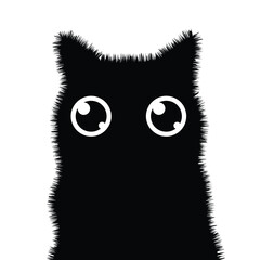Sweet Black Kitten Cartoon Character Design.
