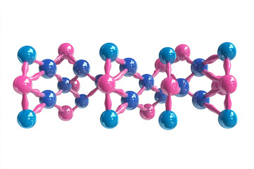 Pink and Blue Molecular Structure 3D Model Science Chemistry