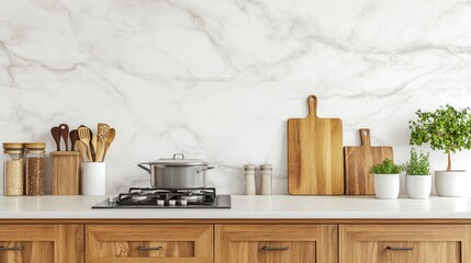 Minimalist food prep scene with clean kitchen backdrop