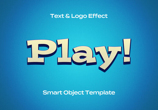 Game App Play Comics Text Logo Style Effect Mockup Logotype Template Shape