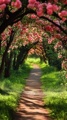 Fototapeta premium Blossoming Pathway Through Trees