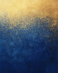 Gold dust scatters across a deep blue gradient background abstract art style texture design element backdrop