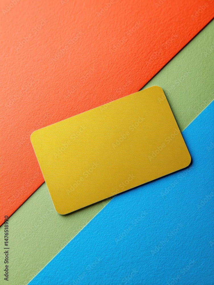 Poster gift card mockup displayed on a vibrant, colorful background with a visually appealing arrangement o