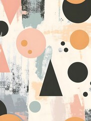 Geometric Abstract Pattern in Pastel Colors, Generative AI