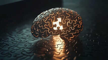 Glowing Brain Puzzle Structure