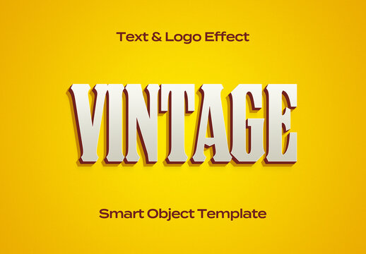 Vintage Retro Old Text Logo Style Effect Mockup Logotype Template Shape