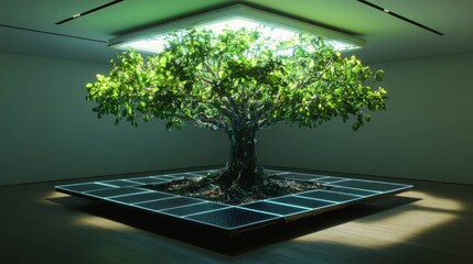 Futuristic Tree Installation with Solar Panels