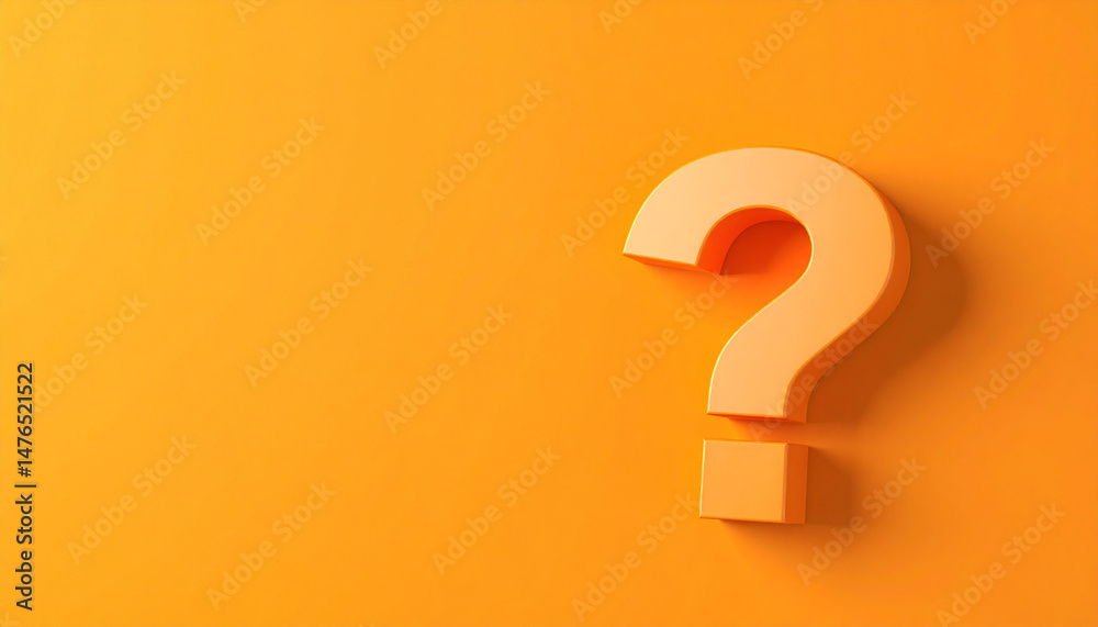 Aufkleber Question mark on orange background. 3D rendering. FAQ and QA. Problem solution.