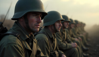 Fototapeta premium soldiers on the battlefield in world war II, war III