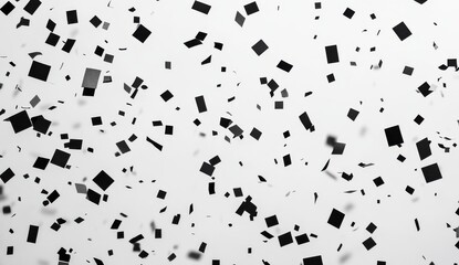 Falling Black and White Confetti on White Background