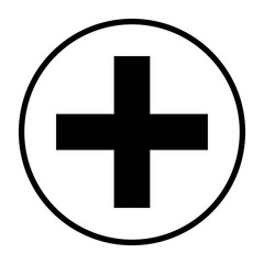 Runder schwarzer Button mit Plus Symbol	