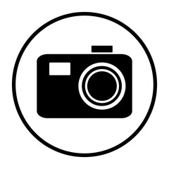 Runder schwarzer Button mit Foto Kamera Symbol	