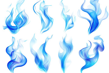Stunning vibrant blue flames element set PNG perfect for creating fiery designs and visual effects