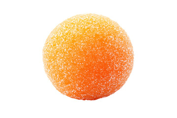 Single Orange Sugar Coated Gummy Candy on Transparent Background