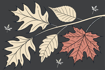 88 minimalist,autumnal,nature,leaves,shapes,textures,dark background,mood lighting,digital art,vector illustration