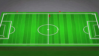 Flat Soccer Field Top View Vector