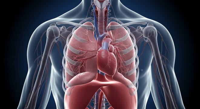 Human Respiratory System: A Detailed Anatomical Illustration