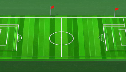 Flat Soccer Field Top View Vector