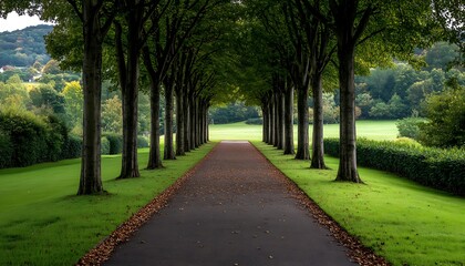 Fototapeta premium Tree-lined Path Through Park