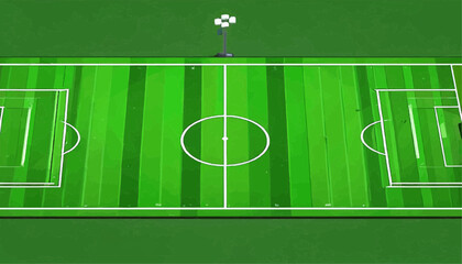 Flat Soccer Field Top View Vector