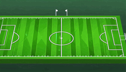 Flat Soccer Field Top View Vector