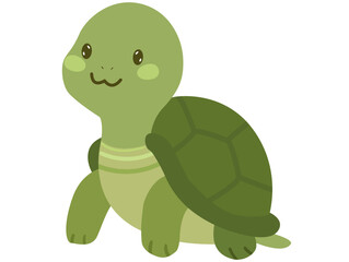 little turtle sticker icon cute sea vector illustration green baby tortoise isolated in white.
