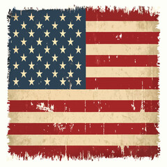 American Flag Vector Illustration with Distressed Vintage Texture Stars and Stripes Patriotic National Symbol Generative ai