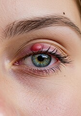 Obraz premium Close-up Eye with Stye: Realistic Medical Photography