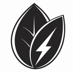 Modern Energy Bolt and Leaf Logo Symbol for Eco-Friendly Tech and Renewable Power Company Vector
