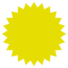Stern oder gezackter Button in gelb als Vorlage mit Textfreiraum