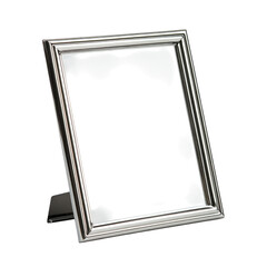Silver ornate picture frame cutout isolated on transparent bg, png