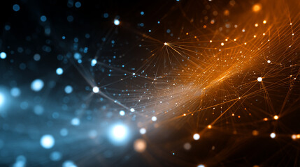 Tech connections on dark background, A close-up view of a constellation, with bright stars connected by lines to form a familiar © Nenone