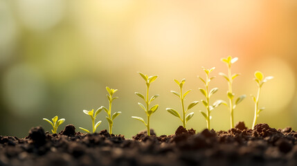 Company growth and success: illustrative representation with thriving small green plants, symbolic of expansion and progress