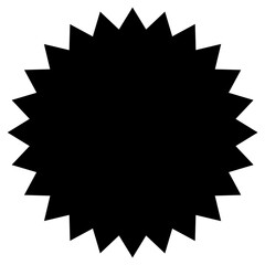 Stern oder gezackter Button in schwarz als Vorlage mit Textfreiraum