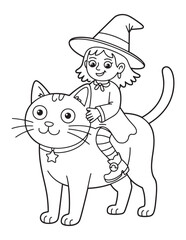 Cute Spooky Halloween Coloring Pages for Kids – Witches, Cats, Ghosts, and Potions – Fun and Easy Line Art Coloring Pages.