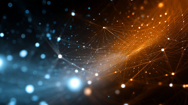 Tech connections on dark background, A close-up view of a constellation, with bright stars connected by lines to form a familiar